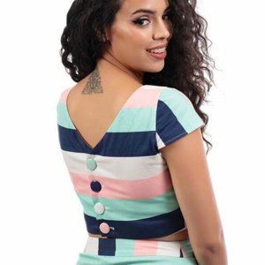 Collectif Pinup Candy Stripes Crop Top 2XL UK 18